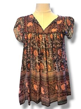 Ullla Johnson Size 2 Short Sleeve Silk Top